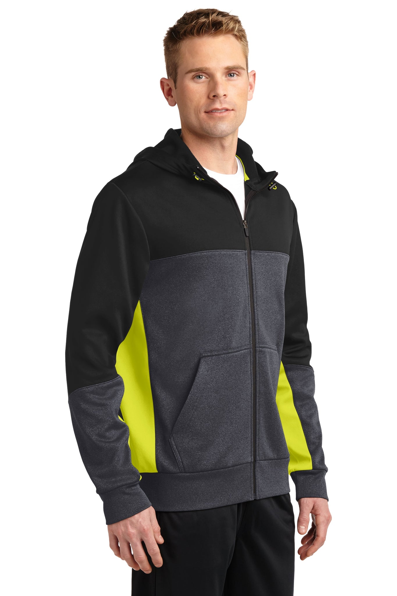 Sculptor - Sport-Tek® Tech Fleece Colorblock Full-Zip Hooded Jacket (S –  Johnny Battle